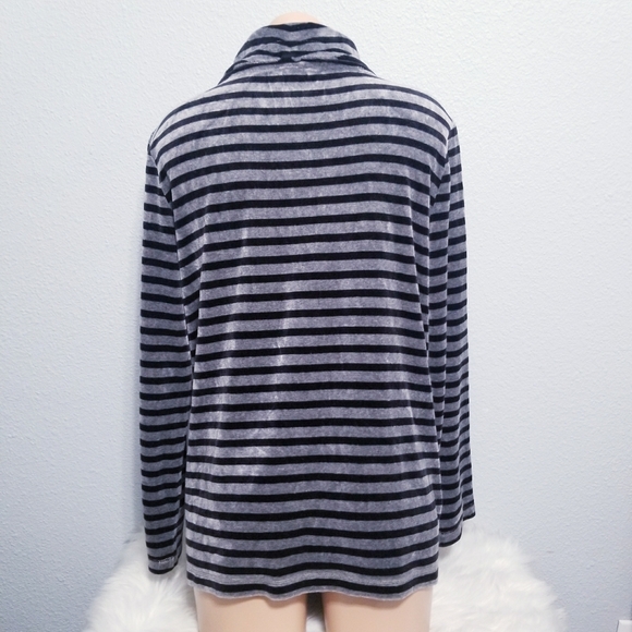 Talbots gray black stripe pullover sweater activewear MEDIUM - Picture 4 of 6